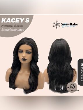 Kacey's Snowflake Lace Natural Black Long Wavy Wig
